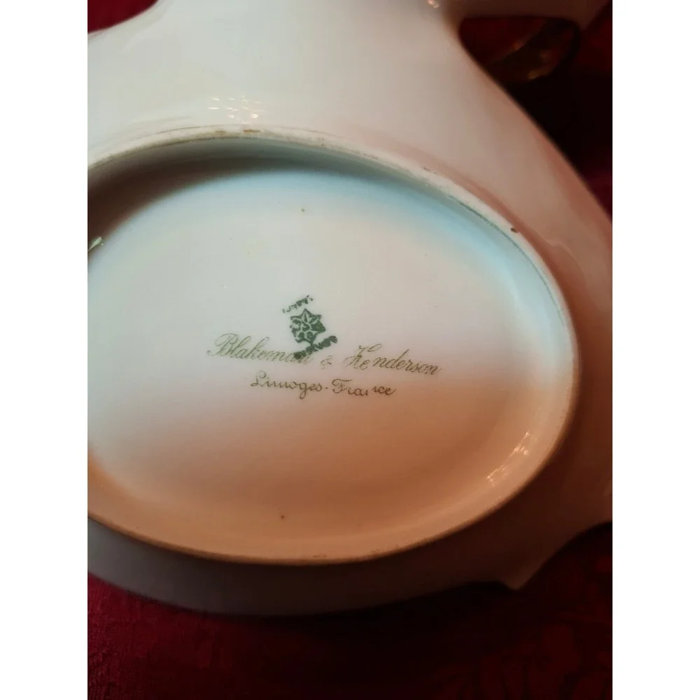 Antique Blakeman & Henderson Limoges France Divided Dish Lily of the Valley Gold